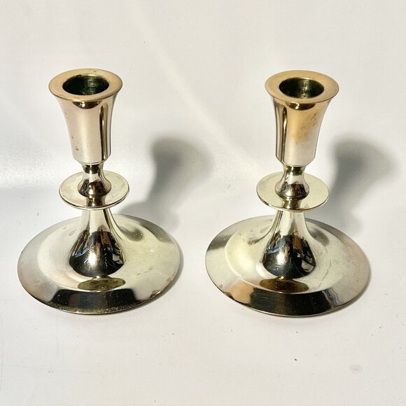 Pair Vintage Candlestick Holder Gold Tone Dirilyte Dirigold Candle Taper - Picture 1 of 5